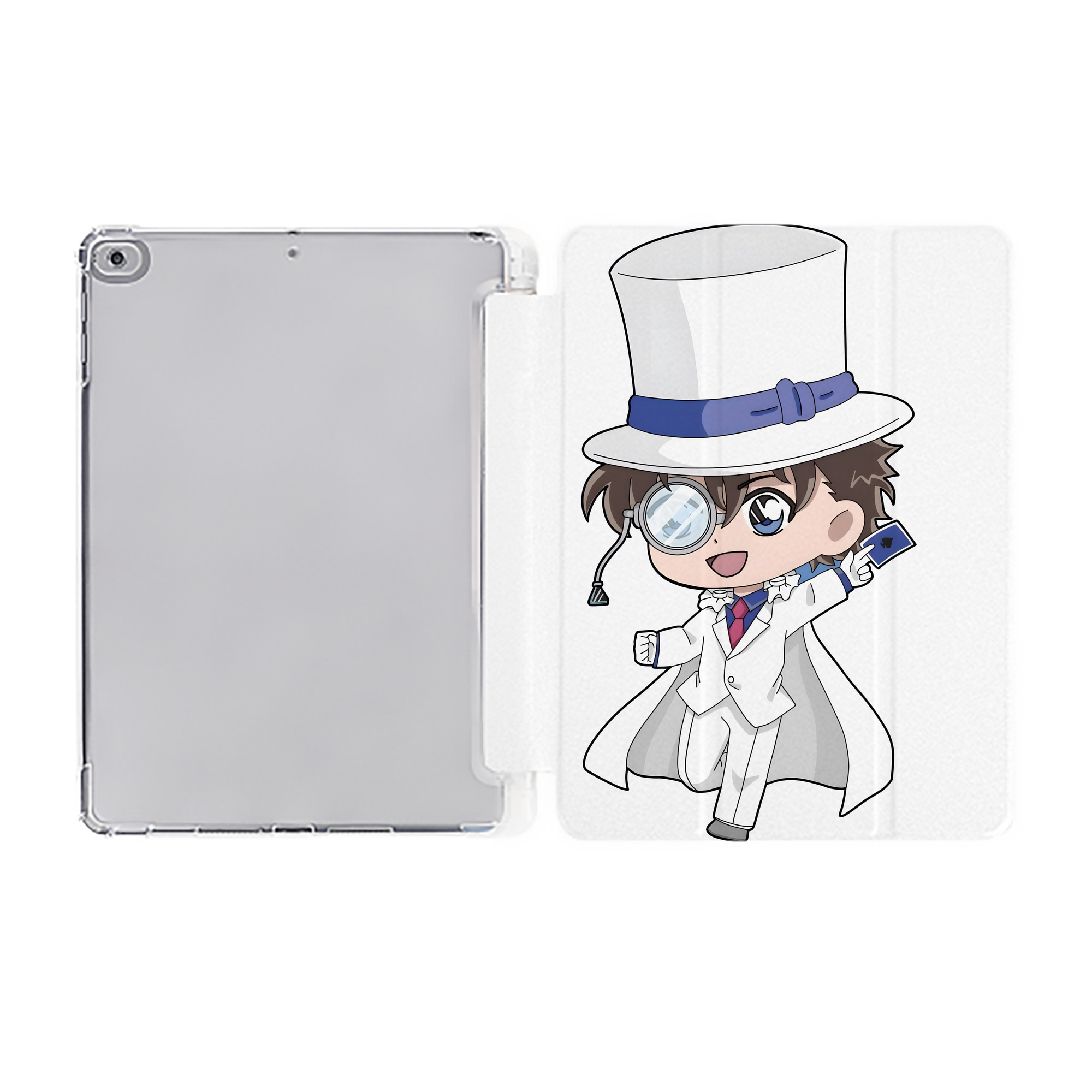 （画像用） 名探偵コナン くろば かいと Detective Conan Kuroba Kaito IPad ケース ペン収納付き 三つ折りスタンド PUレザー×シリコン 対応機種9.5/10.5/10.9インチ